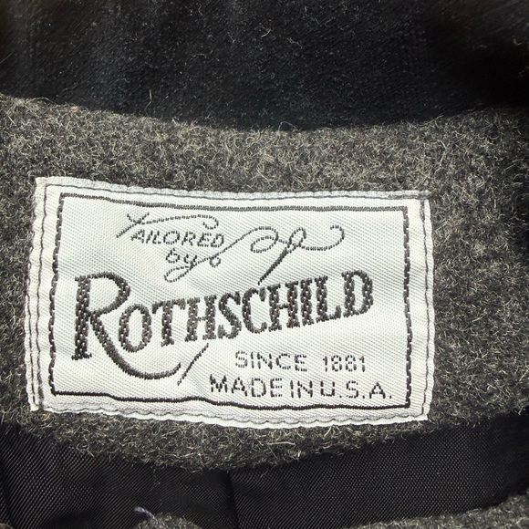 Rothschild | Vintage Gray Girl’s Wool Dress Coat Black Bow Button Up | size 4 - Picture 4 of 12